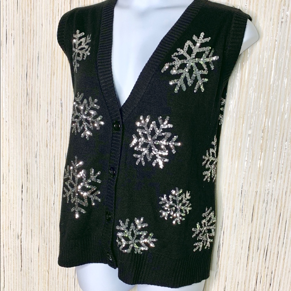 Tipsy Elves Sequin Snowflake Vest - image 5
